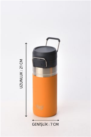 H2O Kulplu Çelik Termos Matara 500 ml – Turuncu