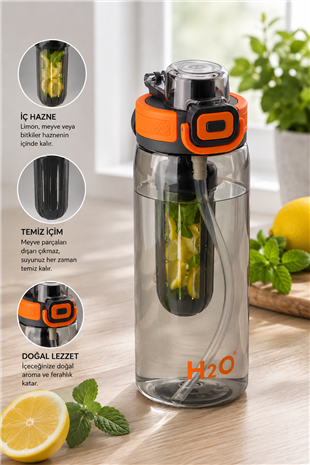 H2O İç Hazneli Tritan Matara 750 ml