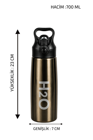 H2O Kulplu Çelik Matara 700 ml – Metalik Kahverengi