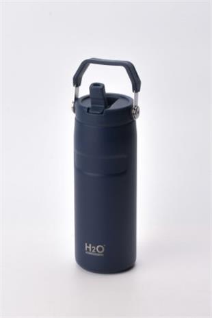 H2O Kulplu Pipetli Termos Matara 480 ml – Mavi