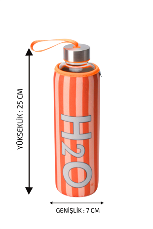 H2O Desenli Kilifli 750 Ml Cam Matara * Çizgi