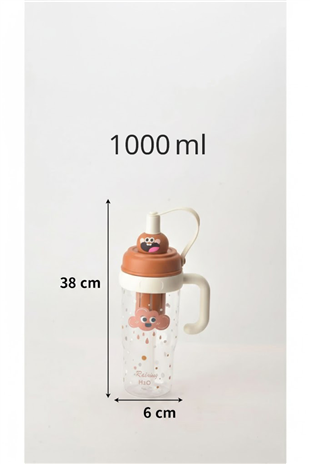 H2O Çocuk Pipetli Polikarbon Matara 1000 ml – Kahverengi