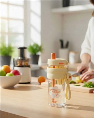 H2O Detoks Hazneli Pipetli Matara 800 ml – Krem