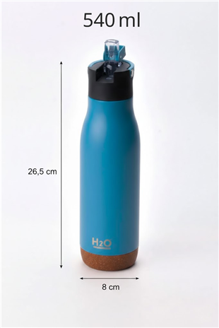 H2O Açılır Kapaklı Çelik Termos Matara 540 ml – Mavi 