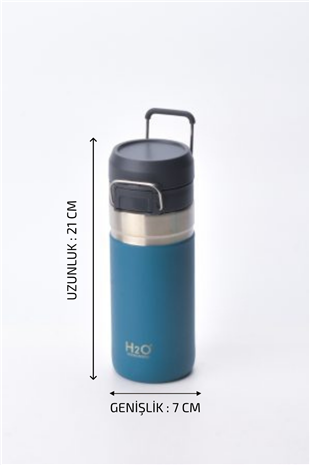 H2O Kulplu Çelik Termos Matara 500 ml – Mavi