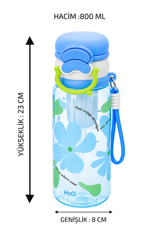 Polikarbon Matara - Çiçek Desenli * 800 ML