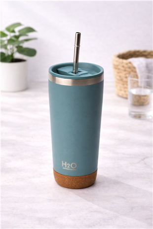 H2O Çelik Pipetli Termos Kupa 590 ml – Yeşil