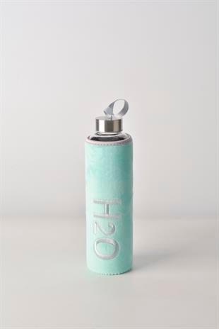 H2O Peluş Kılıflı Cam Matara 600 ml – Açık Yeşil