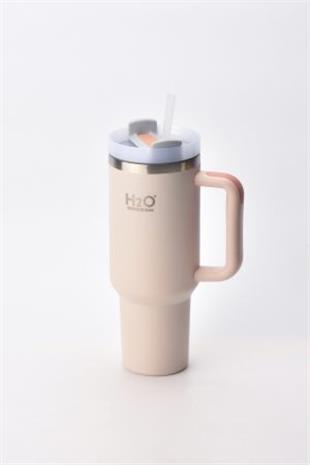 H2O Kulplu Pipetli Termos Kupa 1200 ml – Pembe