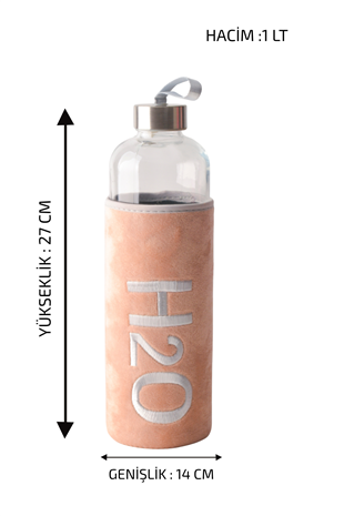 H2O Peluş Kılıflı Cam Matara 1 L – Açık Turuncu