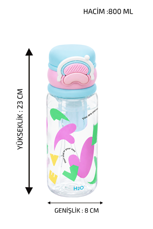 Polikarbon Matara - Çiçek Desenli * 800 ML