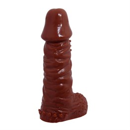 14,4 cm Klitoral Uyarıcılı Tırtıklı Damarlı Penis Kılıfı