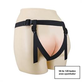 17,3 cm Belden Bağlamalı İçi Dolu Strapon Melez Penis - Fogg