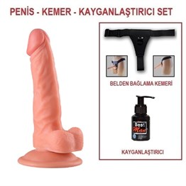 Realistik PenislerLilituShop19,5 cm Belden Bağlamalı Realistik Vantuzlu Dildo Penis