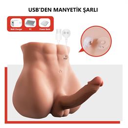 2 İşlevli Gerçekçi Ölçülerde Realistik İleri Geri Hareketli 18 cm Penisli Anal Girişli Erkek Vücut - Bartlett