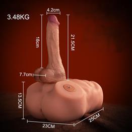 2 İşlevli Realistik 21,5 cm İleri Geri Hareket Penisli Anal Girişli Erkek Kalça - Jonah