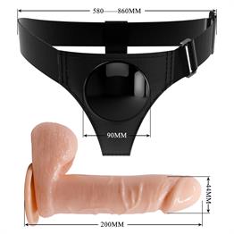 20 cm Belden Bağlamalı İçi Dolu Strapon Penis - Tom
