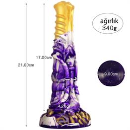 21 cm Et Dokulu Fantezi Renklerde Gerçekçi Çift Katmanlı Sünnetsiz Silikon Penis - Horse Power 4