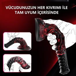 21 cm Et Dokulu Fantezi Renklerde Gerçekçi Çift Katmanlı Sünnetsiz Silikon Penis - Horse Power 5
