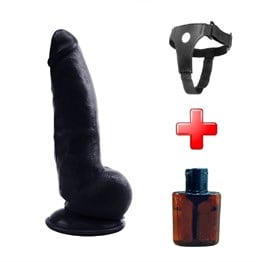 Zenci Melez StraponlarLilituShop21,5 cm Belden Bağlamalı Realistik Vantuzlu Zenci Dildo Penis