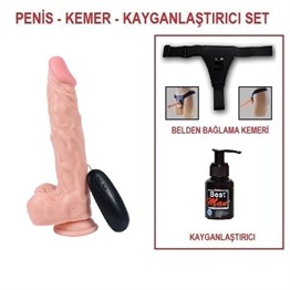 22,5 cm Belden Bağlamalı Gerçekçi Titreşimli Dildo Vibratör Penis