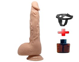  Realistik Titreşimsiz PenisLilituShop24 cm Belden Bağlamalı Realistik Vantuzlu Melez Dildo Penis