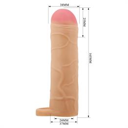 2,5 cm Dolgulu Premium Ten Rengi Silikon Penis Kılıfı - Bunion