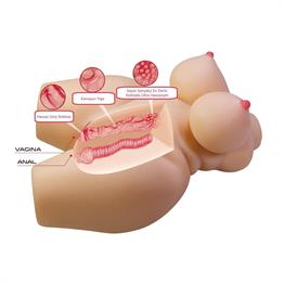 3 Boyutlu İki İşlevli Büyük Kalçalı Yarım Vücut Anal Vajinal Silikon Seksi Manken - Grace