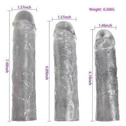 Ucu Dolgulu Uzatmalı 3lü Şeffaf Penis Kılıfı Seti