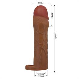5 cm Dolgulu Premium Melez Rengi Silikon Penis Kılıfı - Hani