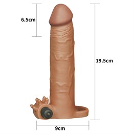 6,5 cm Uzatmalı Realistik Titreşimli Penis Kılıfı Melez XTender