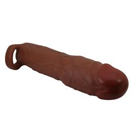 7,6 cm Dolgulu Premium Melez Rengi Silikon Penis Kılıfı - Gerd