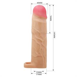 7,6 cm Dolgulu Premium Ten Rengi Silikon Penis Kılıfı - Gerd