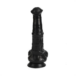 Belden Bağlamalı 33 cm Et Dokulu Gerçekçi Çift Katmanlı Sünnetsiz Silikon Zenci Penis - Horse Power 2