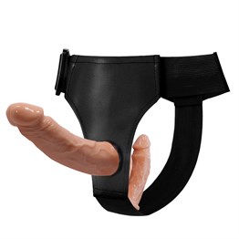 Titeşimsiz Straponlar PenislerLilituShopBelden Bağlamalı Çift Taraflı İçi Dolu Strapon Penis