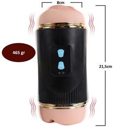 Çift Taraflı Fener Tipi Titreşimli Realistik Suni Vajinal ve Oral Mastürbatör - Kay