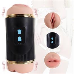 Çift Taraflı Fener Tipi Titreşimli Realistik Suni Vajinal ve Oral Mastürbatör - Kay