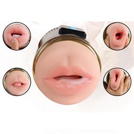 Çift Taraflı Fener Tipi Titreşimli Realistik Suni Vajinal ve Oral Mastürbatör - Kay