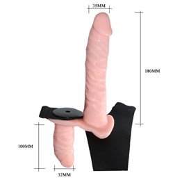 Double Belden Bağlamalı Anal Plug ve Realistik Titreşimli Penis