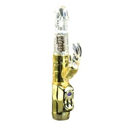 Oynar Başlı Klitoris Uyarıcılı Altın Renkli Teknolojik Tavşan Vibratör Penis