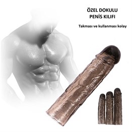 Ucu Dolgulu Uzatmalı 3lü Zenci Penis Kılıfı Seti