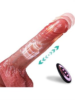 USB Şarjlı 22 cm Isıtmalı İleri Geri Hareketli Çift Katmanlı Uzaktan Kumandalı Penis