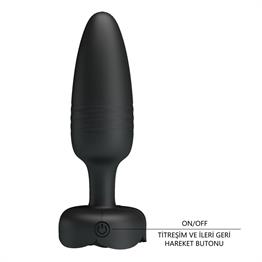 USBden Manyetik Şarjlı 10 Farklı Titreşimli İleri Geri Hareketli 5 Led Işıklı Silikon Anal Plug - Tarion