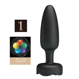 USBden Manyetik Şarjlı 10 Farklı Titreşimli İleri Geri Hareketli 5 Led Işıklı Silikon Anal Plug - Tarion