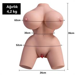 USBden Manyetik Şarjlı Titreşim Fonksiyonlu Realistik Yarım Vücut - Frieda