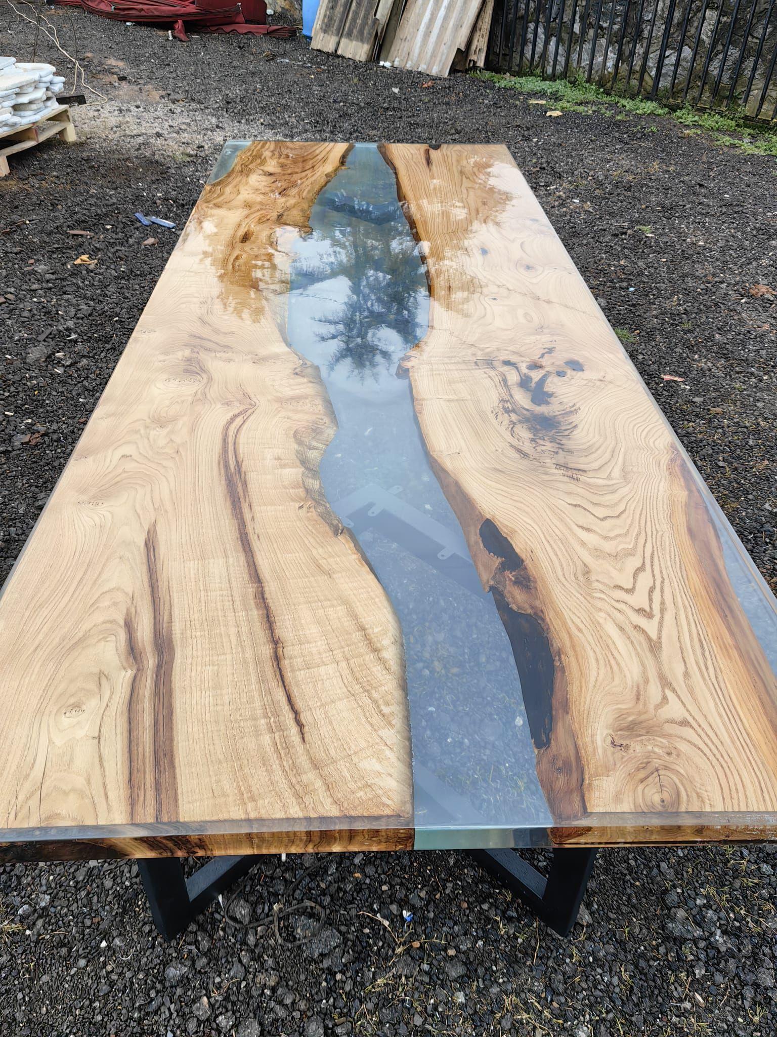 Kestane Şeffaf Epoksi Masa