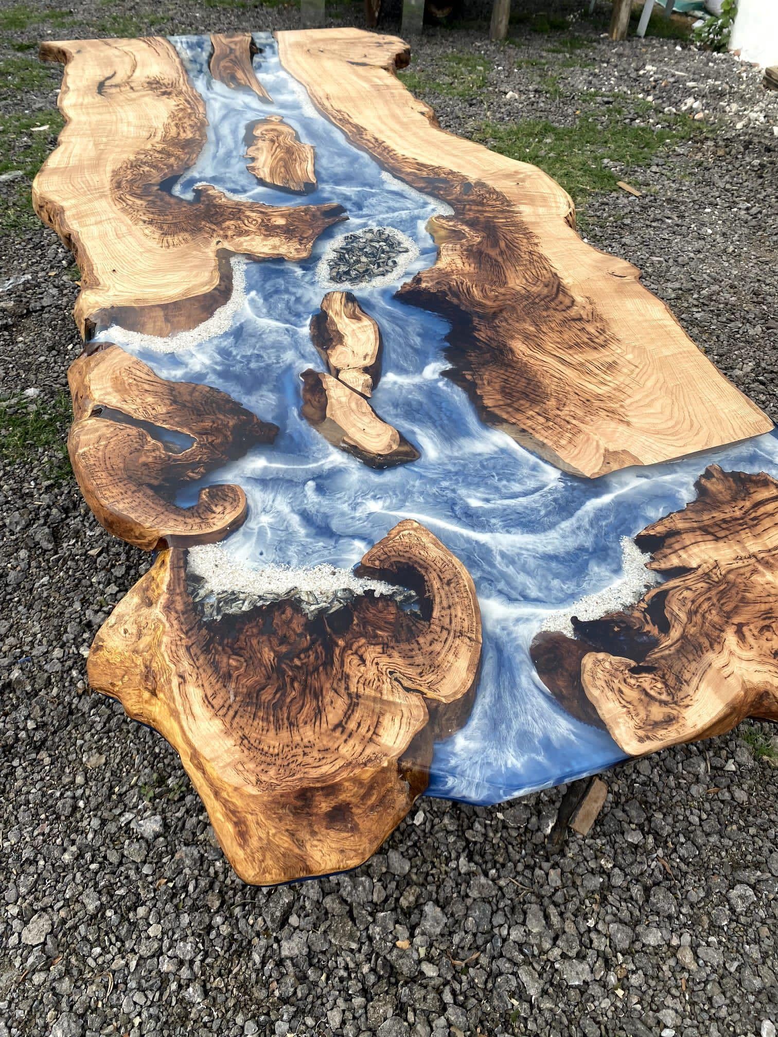 Kestane Deniz Efektli Epoksi Masa