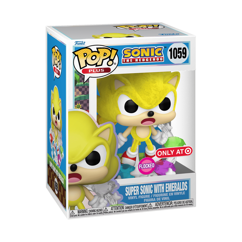 Funko Pop Plus Sonic The Hedgehog - Super Sonic With Emeralds Flocked Special Edition No:1059