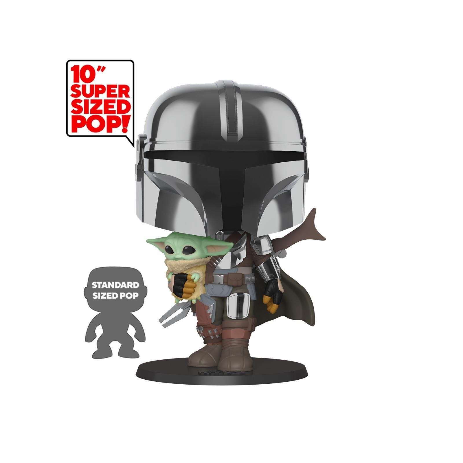 Funko Pop! Star Wars - Chrome Mandalorian With The Yoda 10 Inc Büyük Boy 25 Cm No: 380