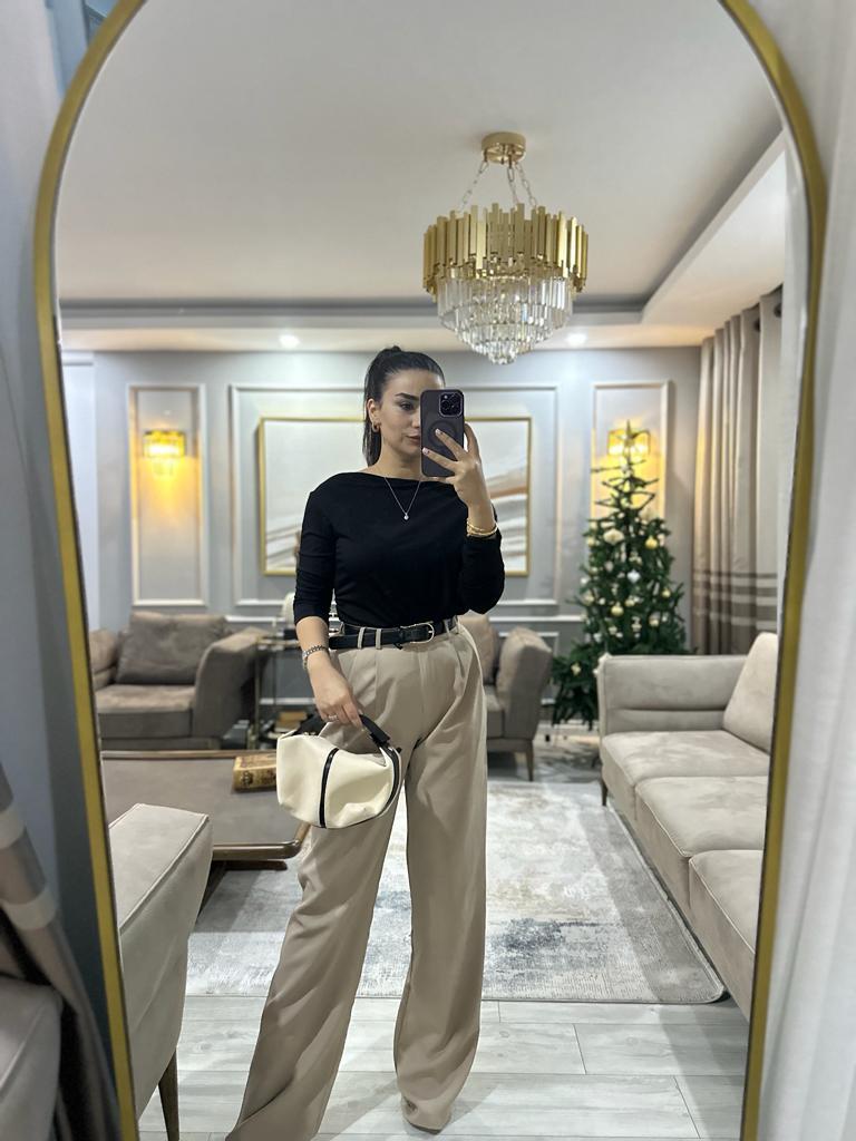 Bej Palazzo Pantolon